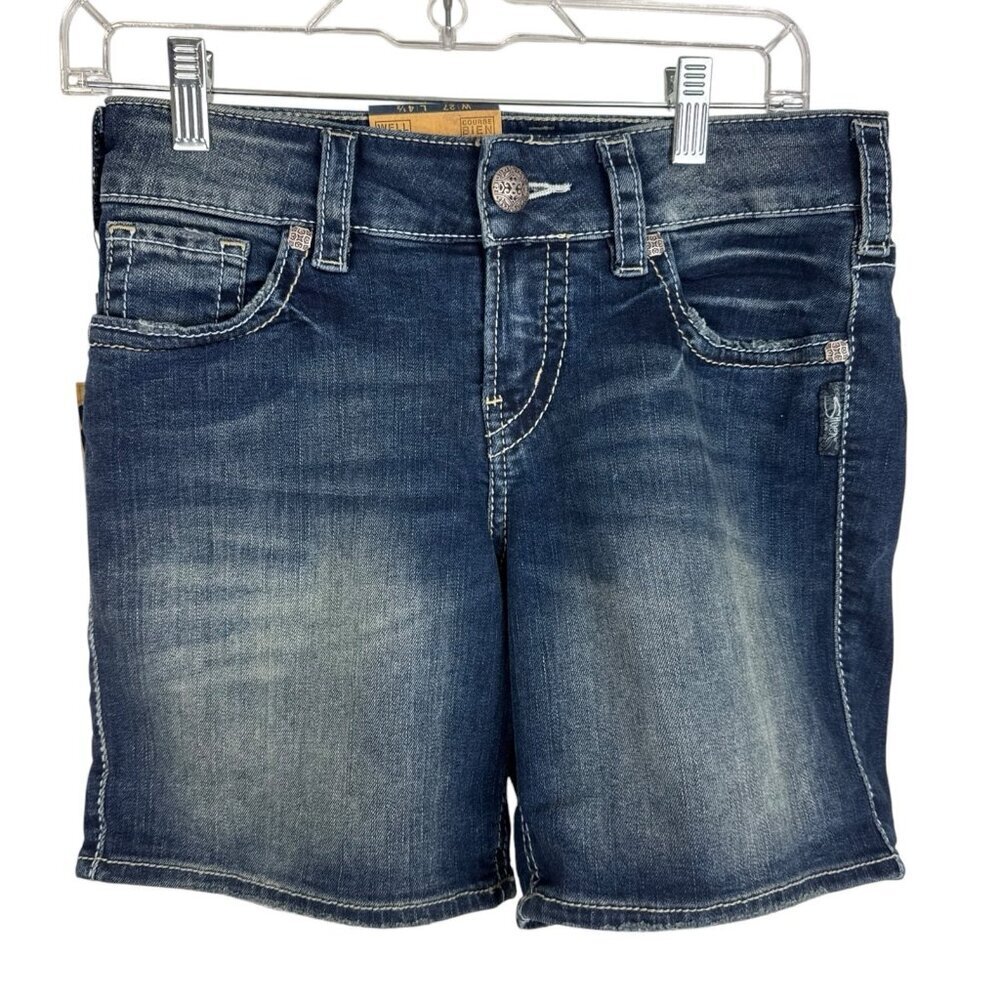 Silver Suki Mid Short Women's 27 Stretch Denim‎ Blue NWT